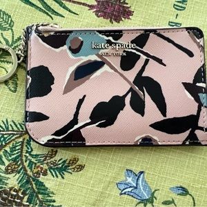 Kate Spade Pink Print  L-zip Card Holder